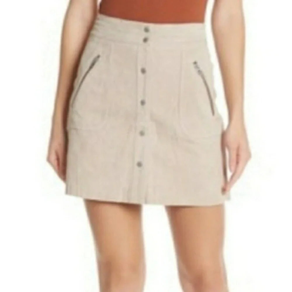 Blank NYC Suede Leather Mini Skirt Fawn 25